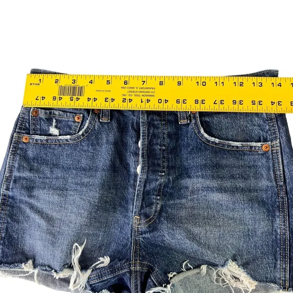 GAP Shorts Womens 26 2R Blue Denim Cheeky High Rise Button Fly Cut Off Jean